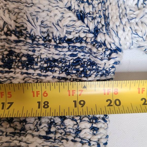 J McLaughlin Womens Knit Blue White Cotton Blend Cardigan Sweater Medium - Picture 9 of 11